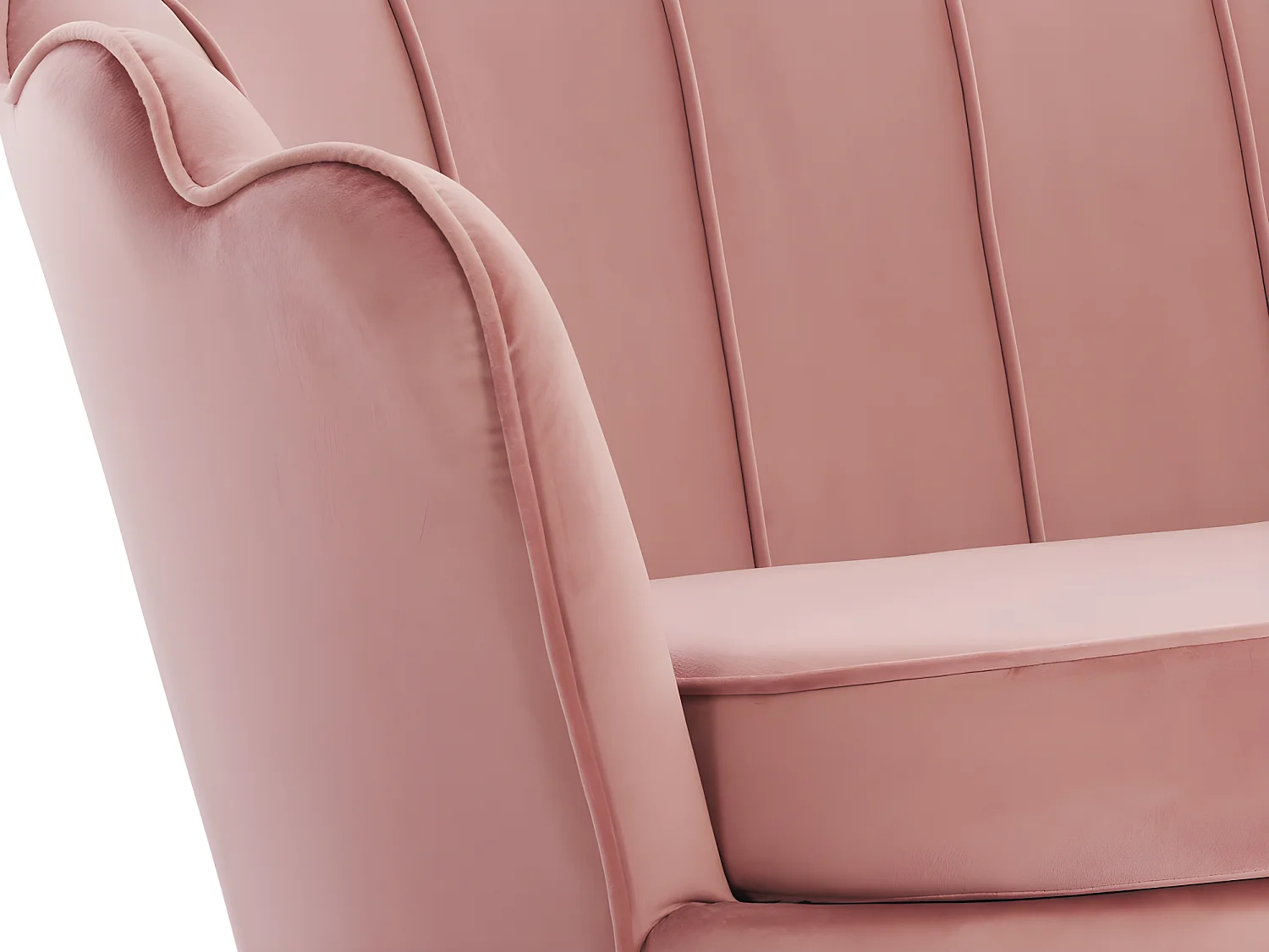 Zitbank 2 personen en fauteuil in schelpvorm in roze fluweel DANDELION
