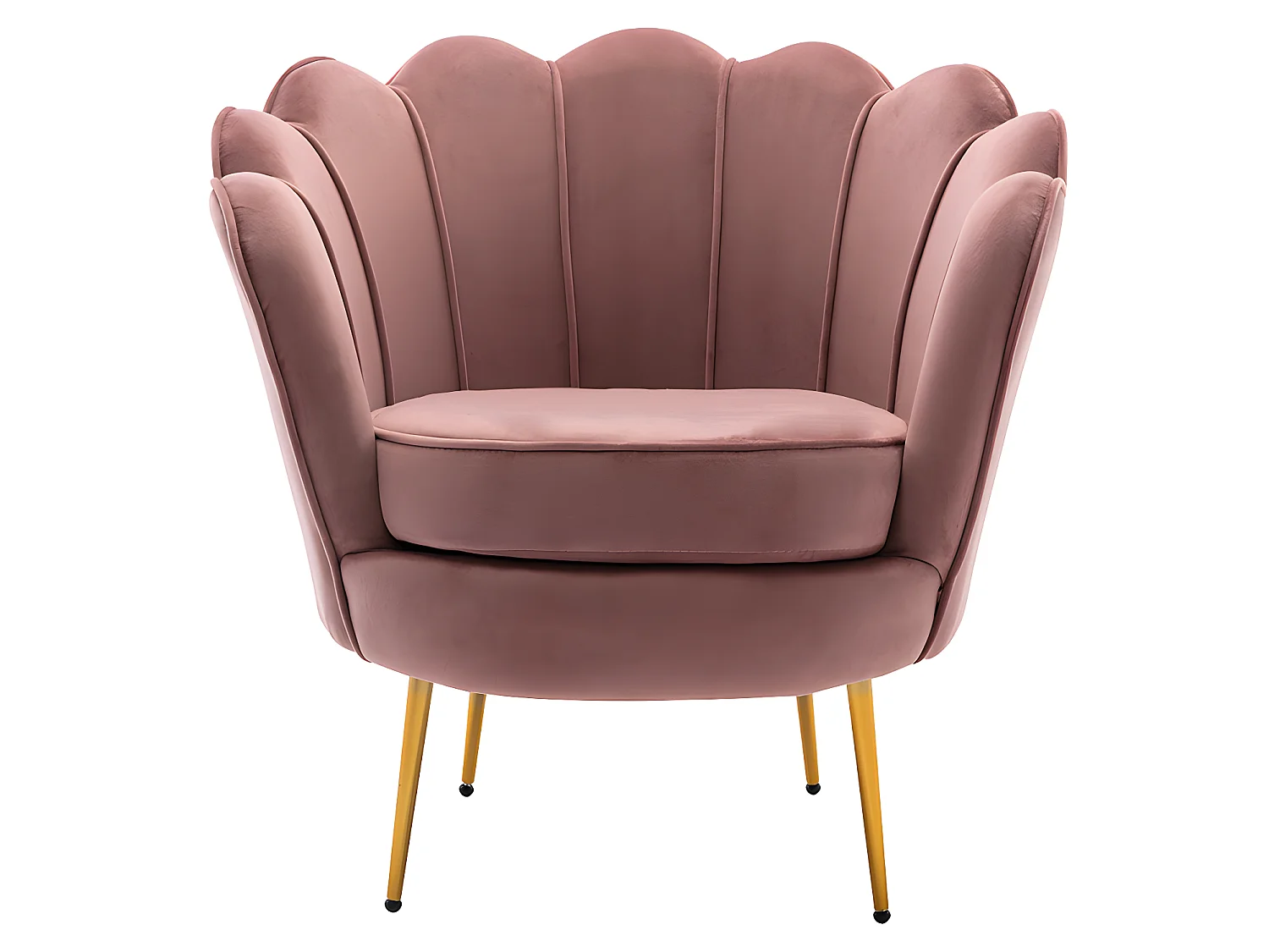 Zitbank 2 personen en fauteuil in schelpvorm in roze fluweel DANDELION