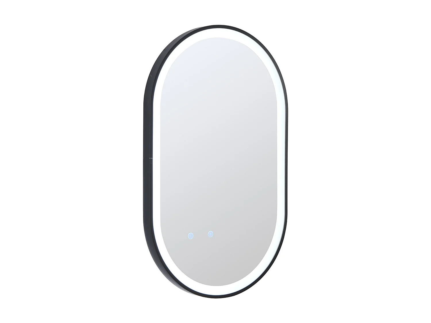 Miroir de salle de bain lumineux ovale anti buée avec contour noir - 60 x 90 cm - ALARICO