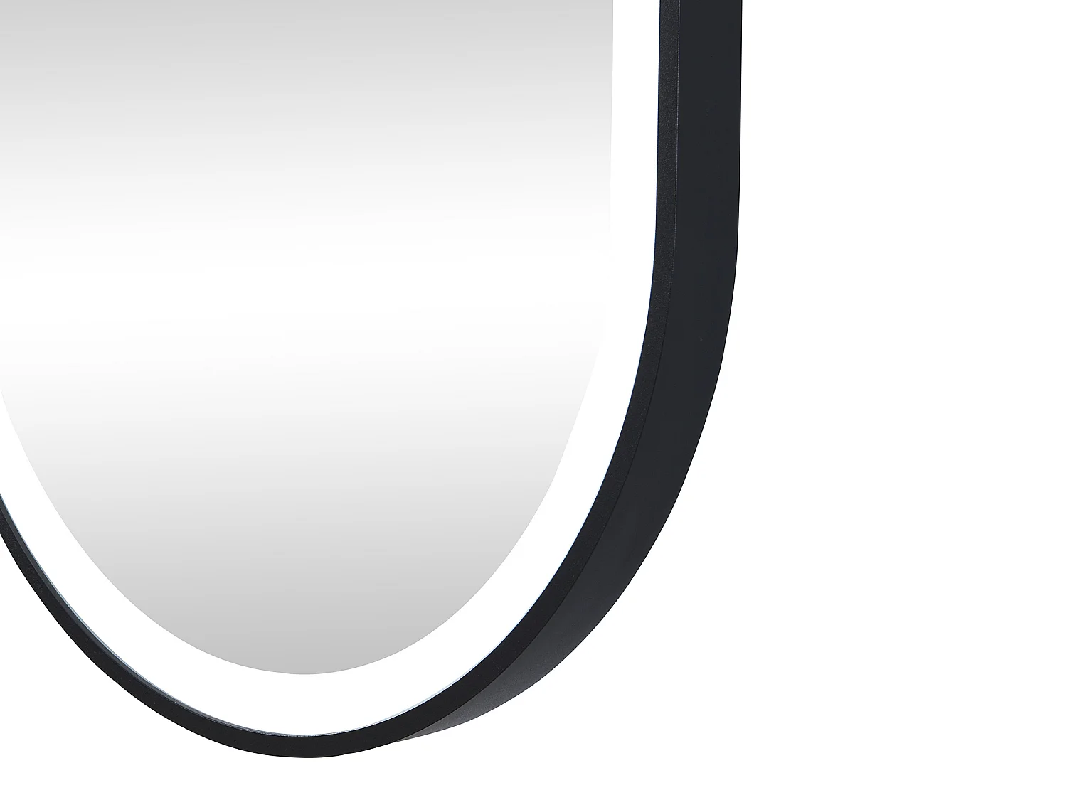 Miroir de salle de bain lumineux ovale anti buée avec contour noir - 60 x 90 cm - ALARICO