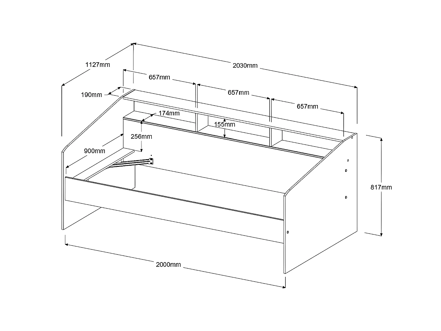 Lit 90 x 190/200 cm avec rangements - Blanc et naturel + Sommier - PAULETTE