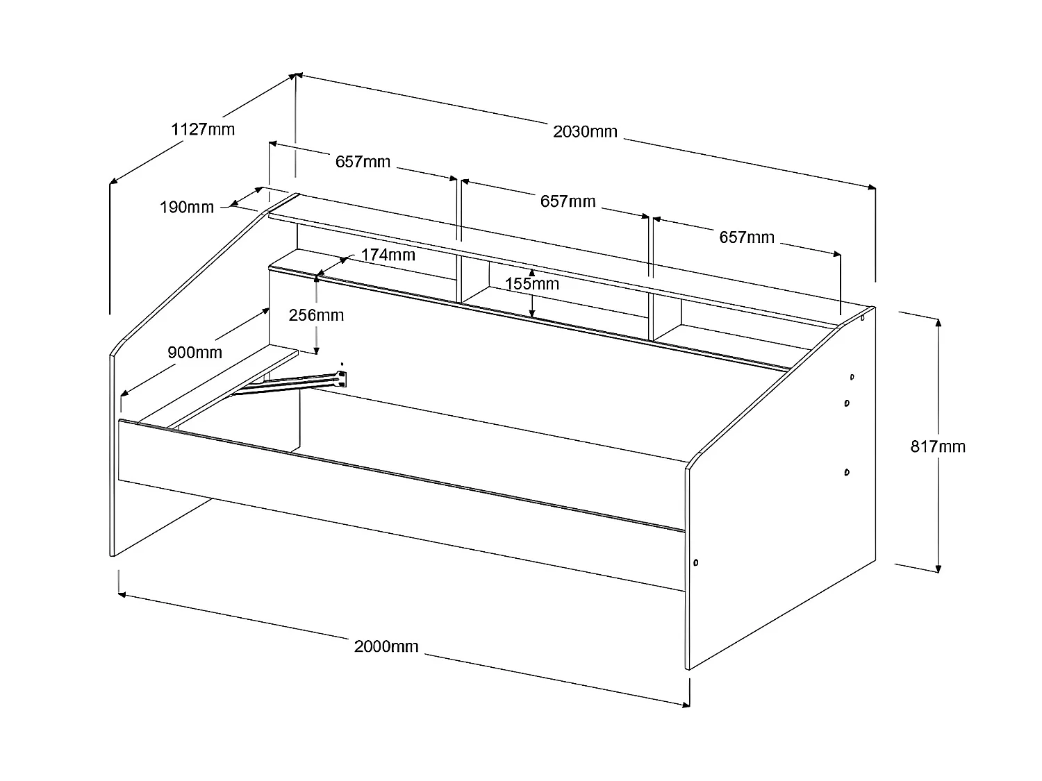 Lit 90 x 190/200 cm avec rangements - Blanc et naturel + Sommier + Matelas - PAULETTE