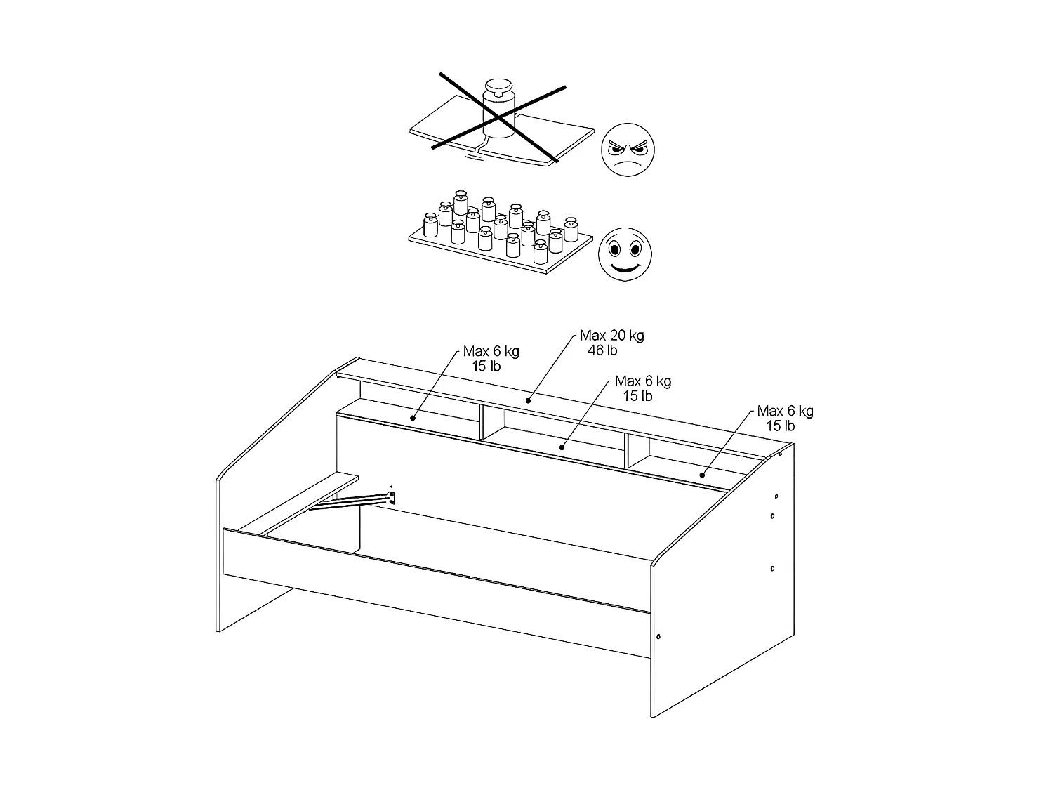 Bed 90 x 200 cm met opbergruimte - Wit en natuurlijk + Lattenbodem + Matras - PAULETTE