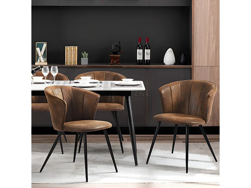 Lot de 4 chaises de salle à manger vintage,doncic suede