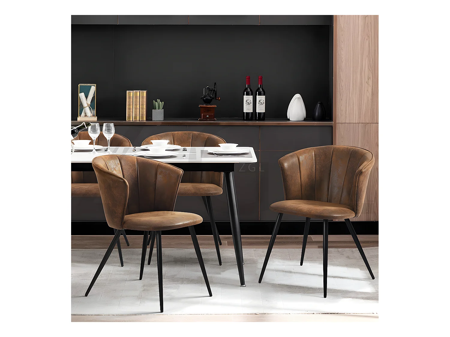 Lot de 4 chaises de salle à manger vintage,doncic suede