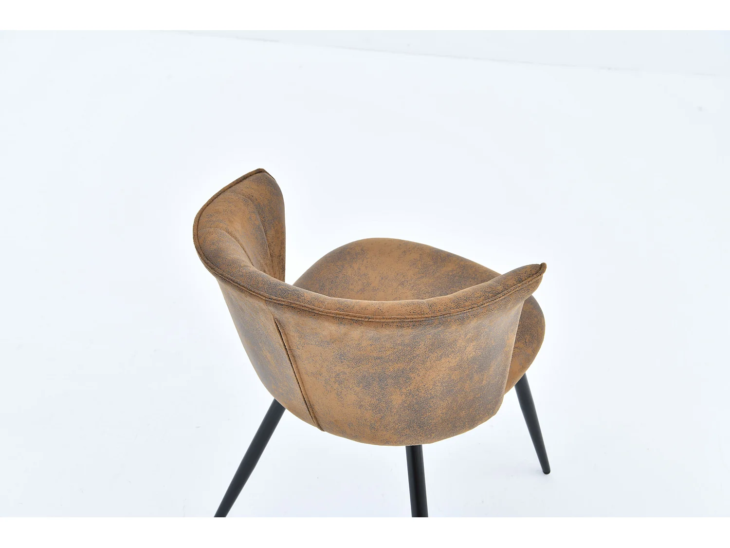 MEUBLES COSY Lot de 4 chaises de salle à manger fauteuils industriels assise et dossier rembourrés en suédine marron, pieds en métal noir