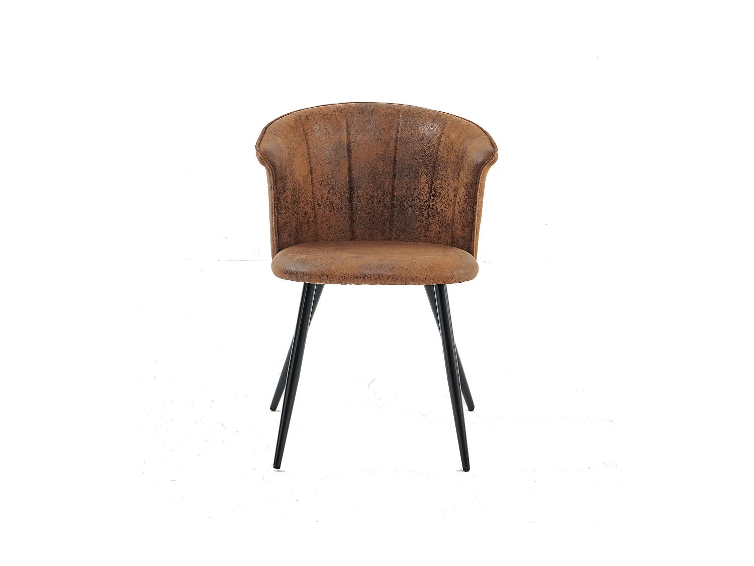 MEUBLES COSY Lot de 4 chaises de salle à manger fauteuils industriels assise et dossier rembourrés en suédine marron, pieds en métal noir