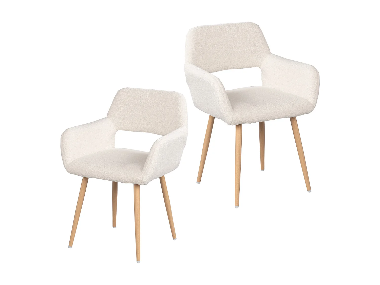 MEUBLES COSY Lot de 2 Chaises de Salle à Manger Scandinave Fauteuil Assise rembourrée en tissu bouclette Pieds en métal pour Cuisine Salon Chambre Bureau, Beige