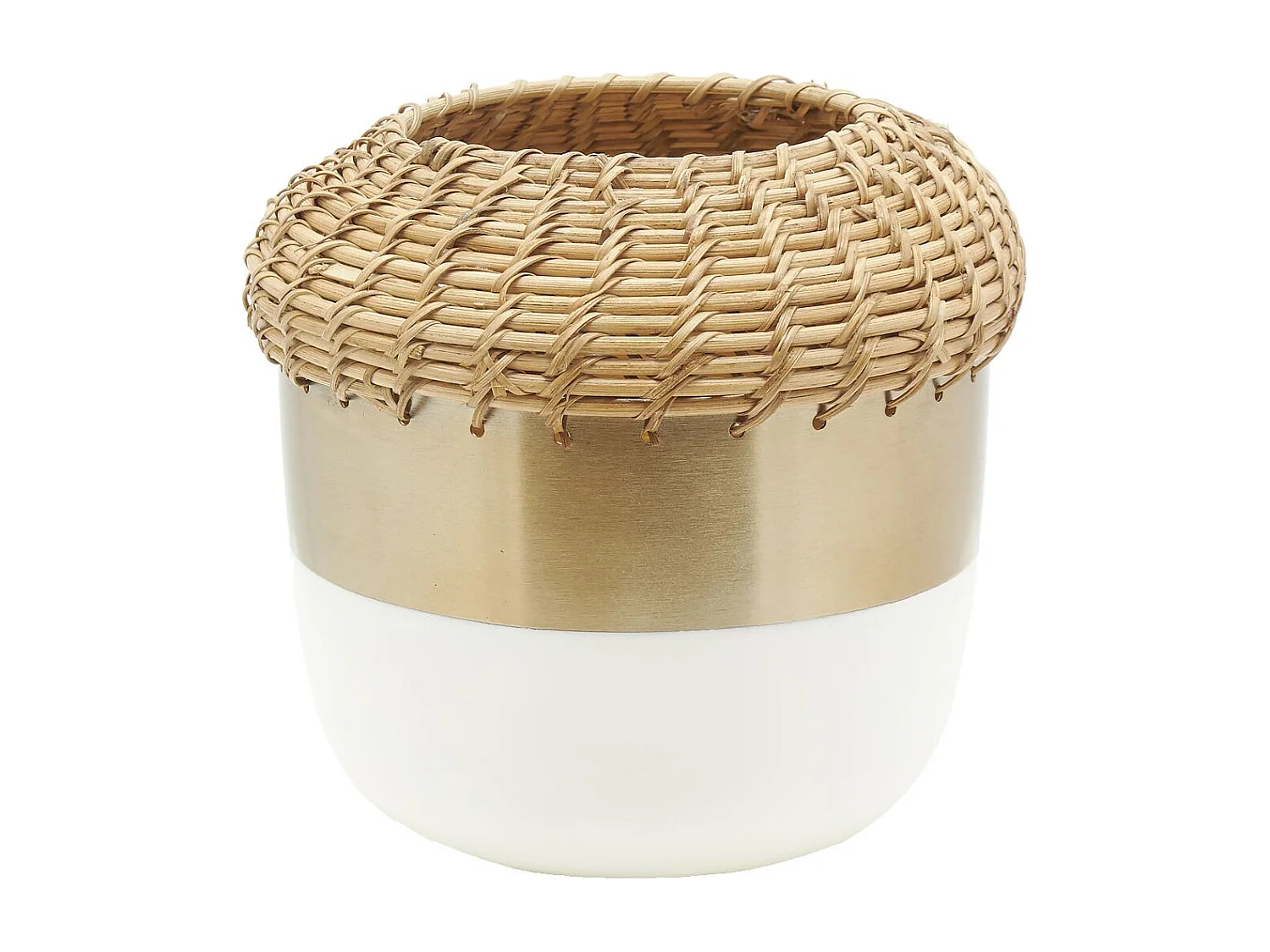 Vase en métal blanc et rotin Moyen modèle