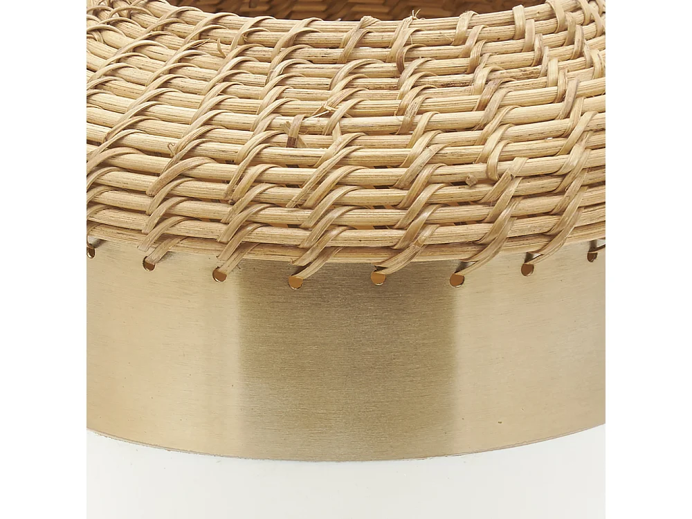 Vase en métal blanc et rotin Moyen modèle