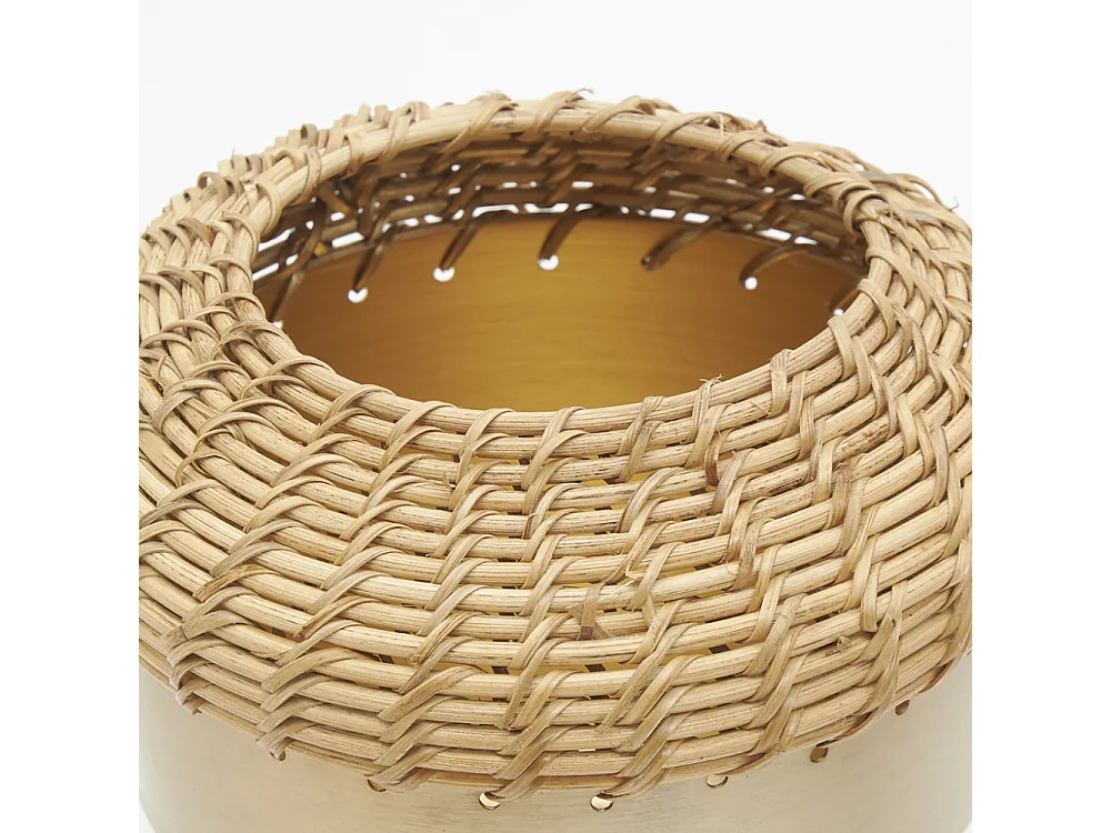 Vase en métal blanc et rotin Moyen modèle