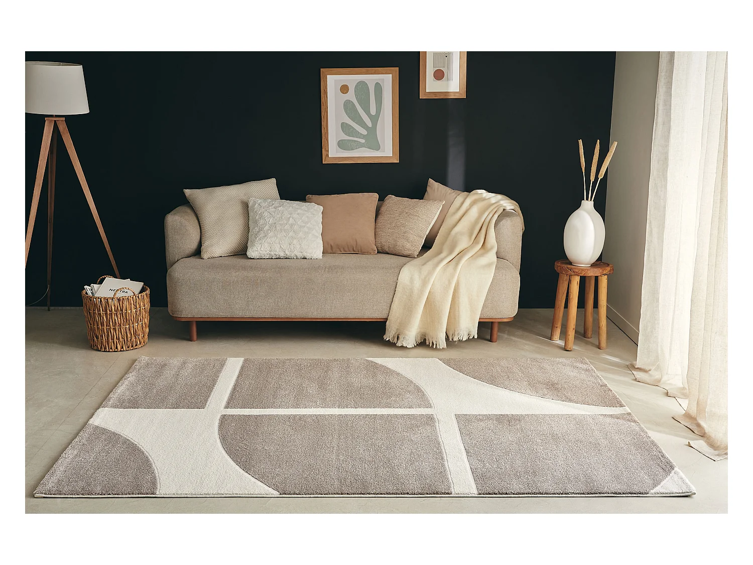 Tapis de salon - Memphis - Géométrique - Crème - 200x290