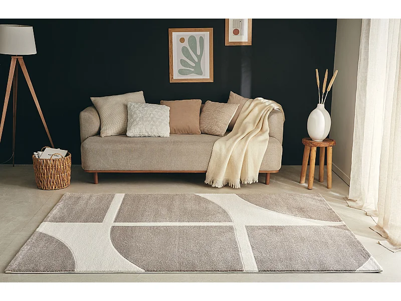 Tapis de salon - Memphis - Géométrique - Crème - 200x290