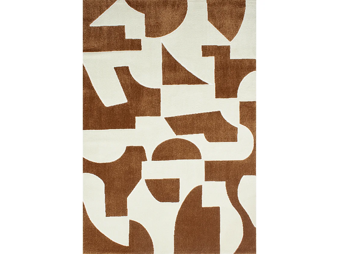 Tapis de salon - Memphis - Géométrique - Marron - 160x230
