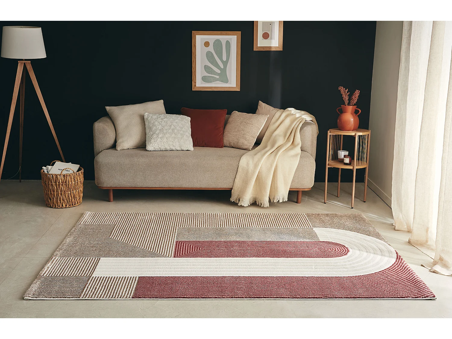 Tapis de salon - Memphis - Géométrique - Rouge - 200x290