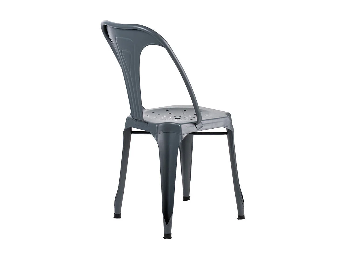 Lot de 2 chaises métal gris avec perforations sur l'assise - METALICA