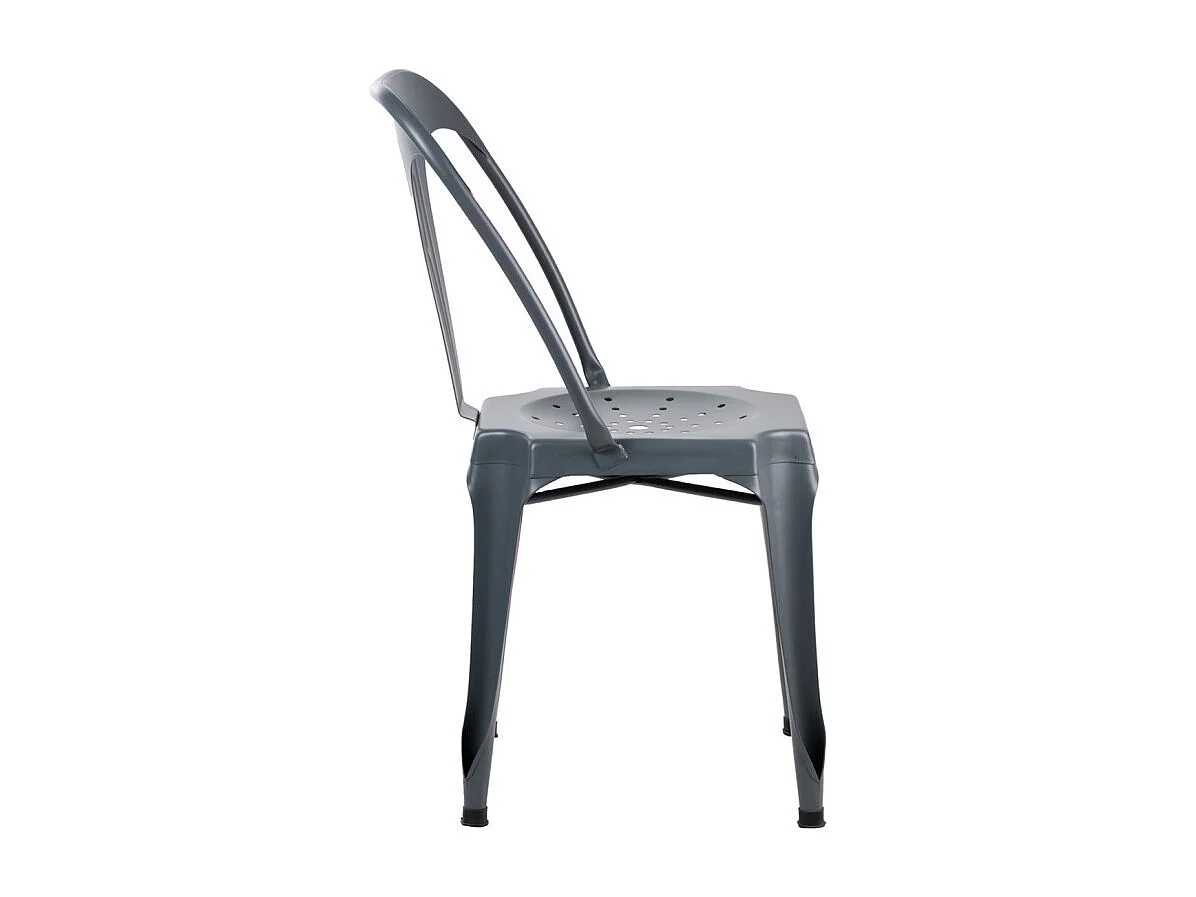 Lot de 2 chaises métal gris avec perforations sur l'assise - METALICA