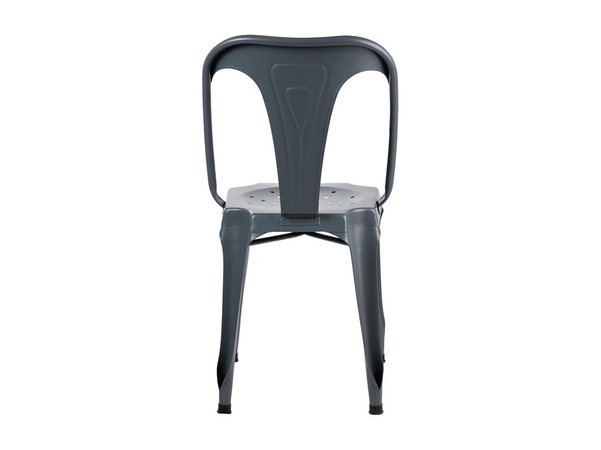 Lot de 2 chaises métal gris avec perforations sur l'assise - METALICA