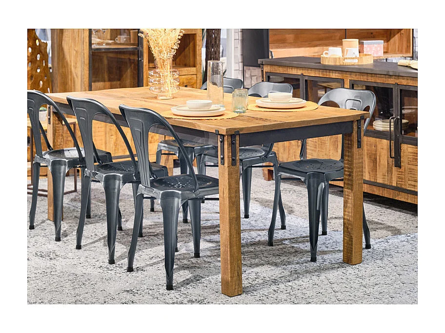 Lot de 2 chaises métal gris avec perforations sur l'assise - METALICA