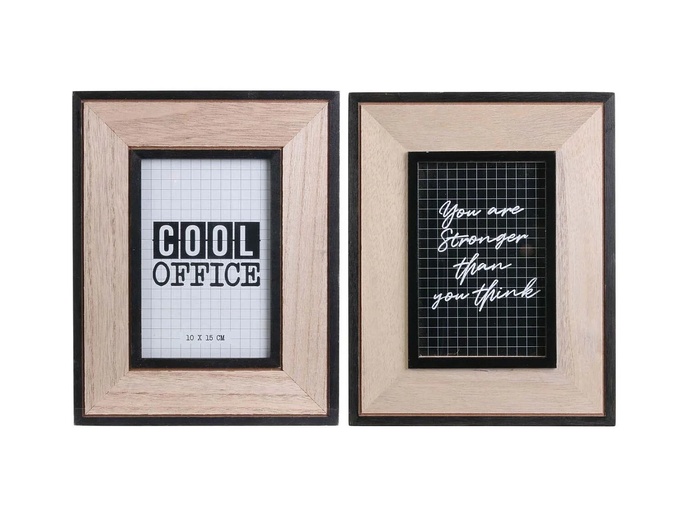 Cadre photo en bois Happy working  (Lot de 2)