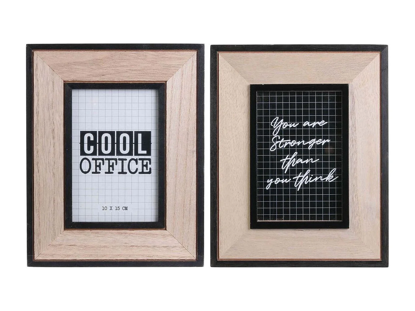 Cadre photo en bois Happy working  (Lot de 2)