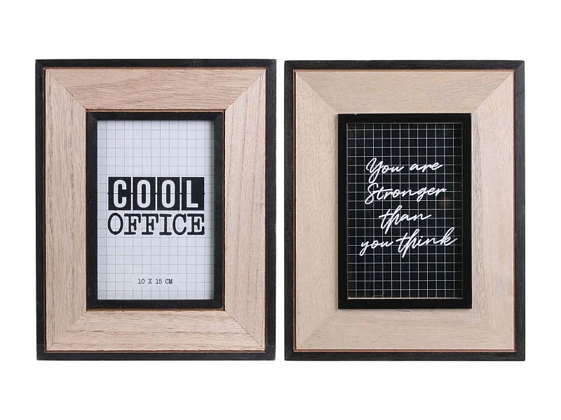 Portafoto in legno Happy Working (set di 2)