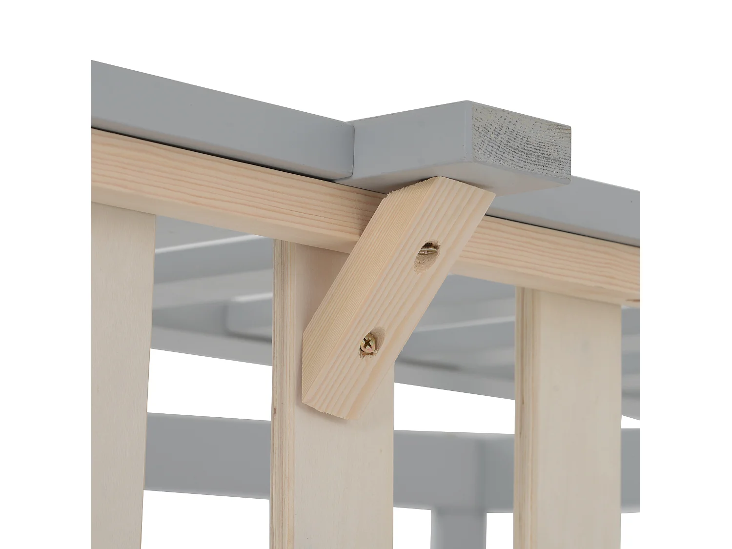 Hochbett Kinderbett 90x200cm aus Massivholz mit Rausfallschutz und Lattenrost - Grau