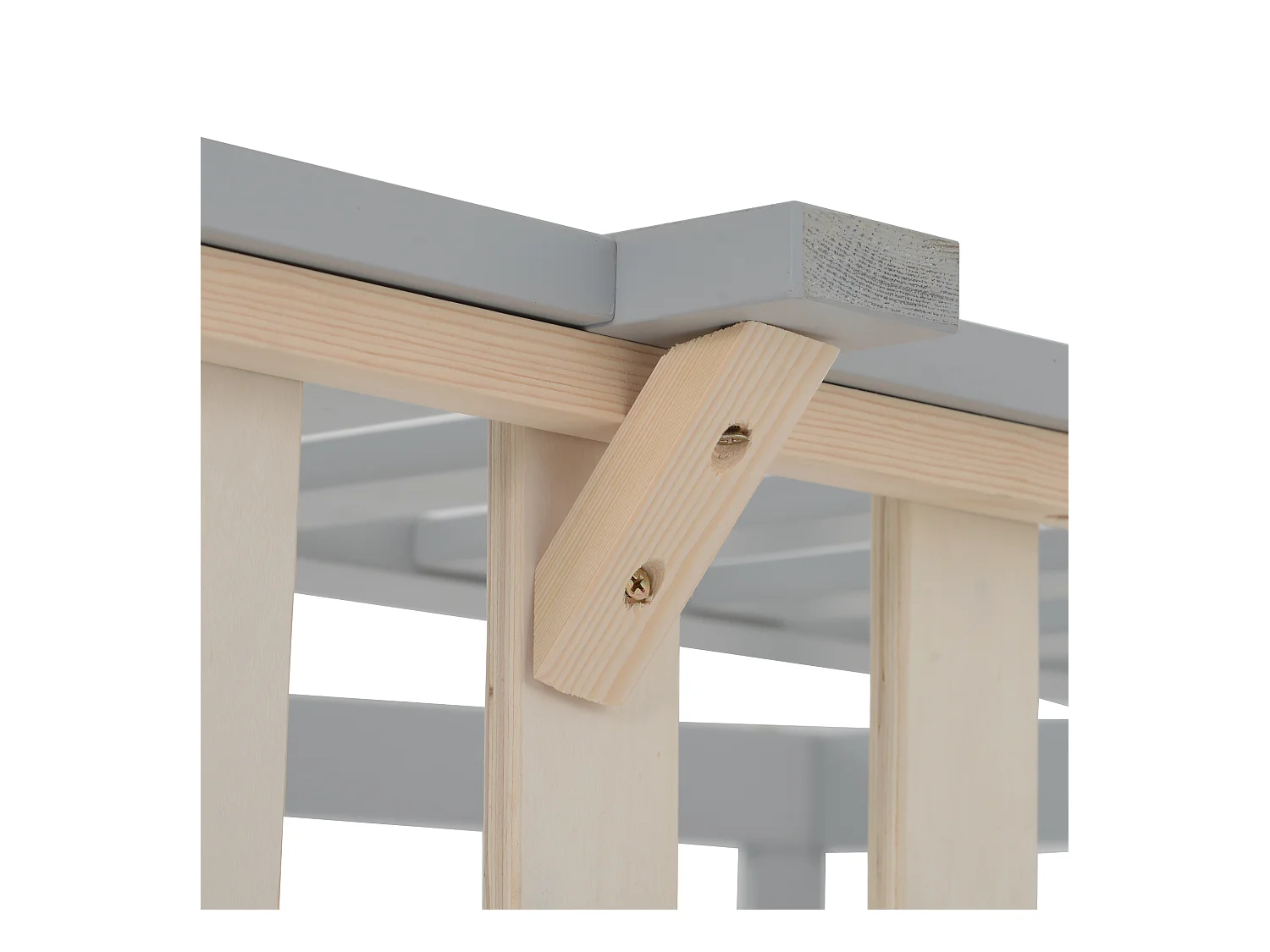 Cama infantil cabina 90x200cm de madera maciza con protección contra caídas y somier de láminas - Gris