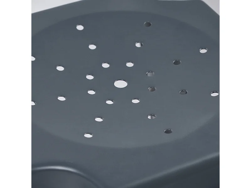 Lot 2 tabourets métal gris avec perforations sur l'assise - METALICA