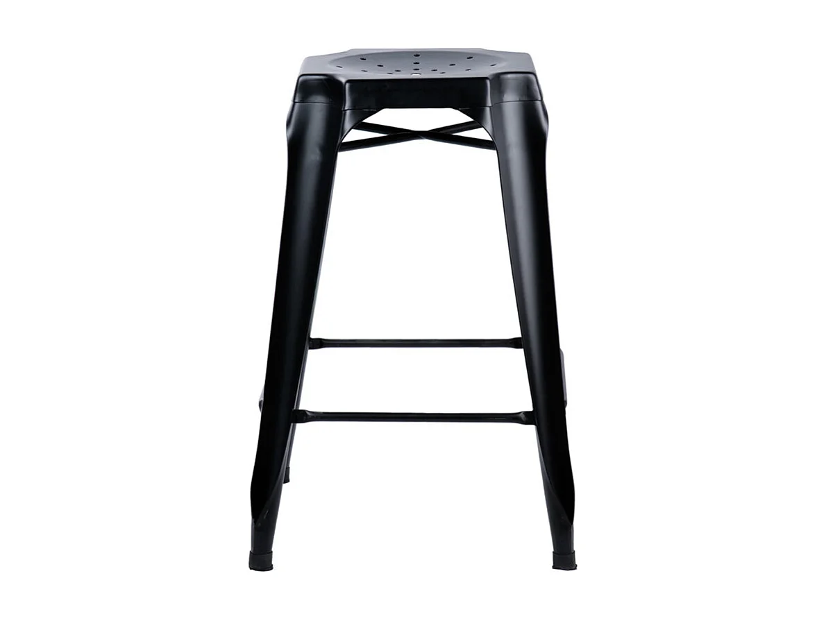 Lot 2 tabourets de bar H.65 cm métal noir et perforations - METALICA
