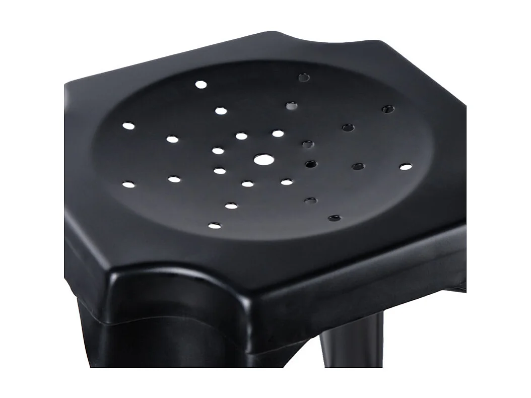 Lot 2 tabourets de bar H.65 cm métal noir et perforations - METALICA