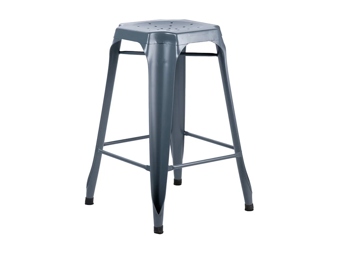 Lot 2 tabourets de bar H.65 cm métal gris et perforations - METALICA