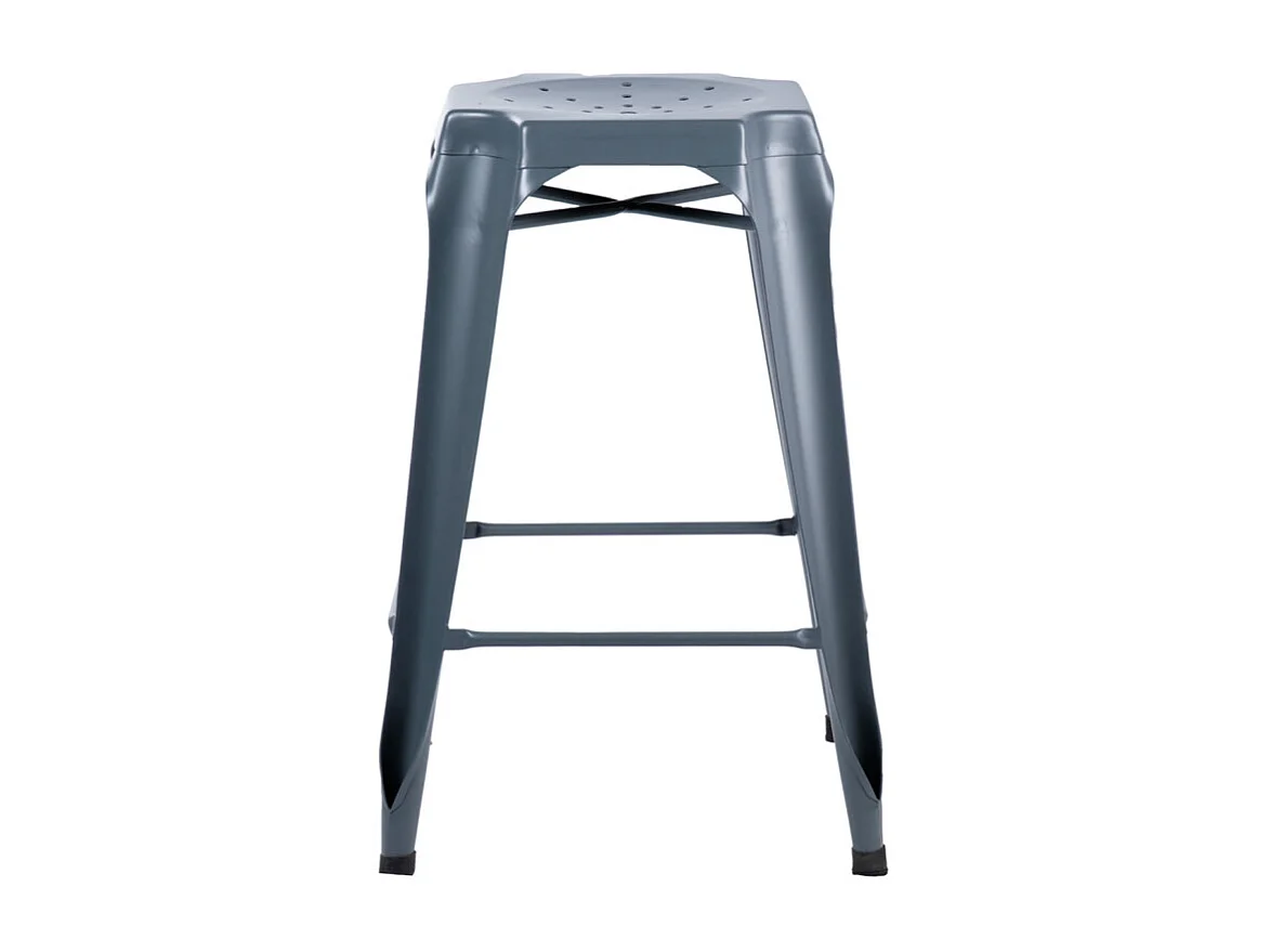 Lot 2 tabourets de bar H.65 cm métal gris et perforations - METALICA