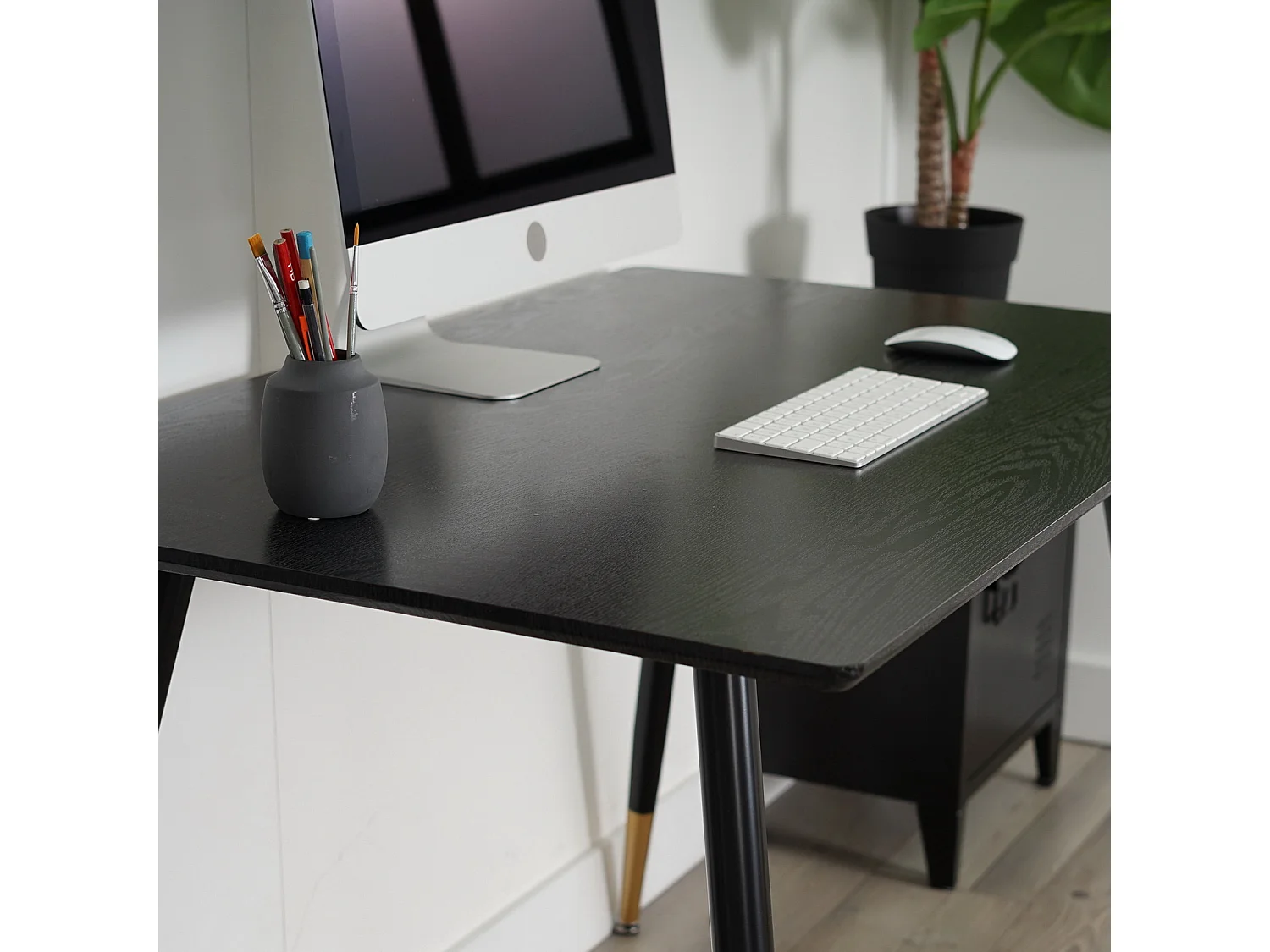 Bureau multi table L110CM style industriel imitation bois et pieds métal