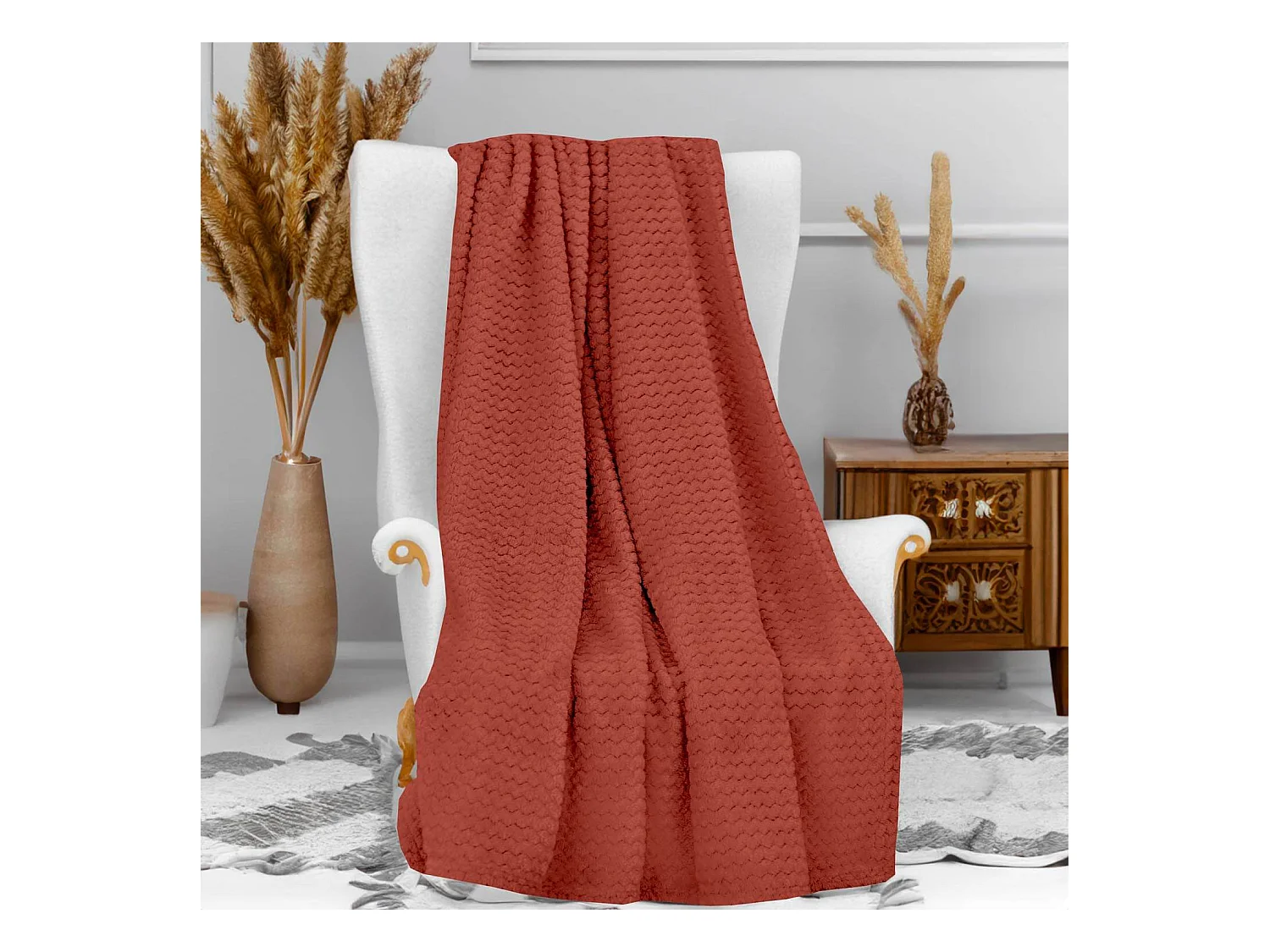 Plaid cocooning 120x160 cm Rouge terracotta