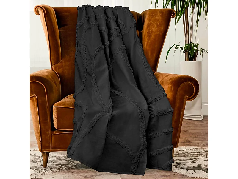 Tartan 140x200 cm TUFT antracita, por Soleil d'Ocre