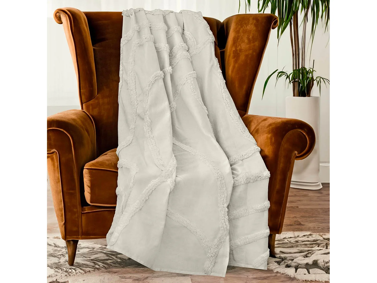 Plaid tuft 140x200 cm Naturel