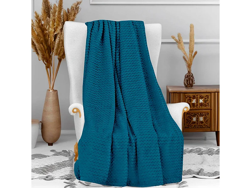 Manta de microfibra 120x160 cm COCOONING azul turquesa, de Soleil d'Ocre