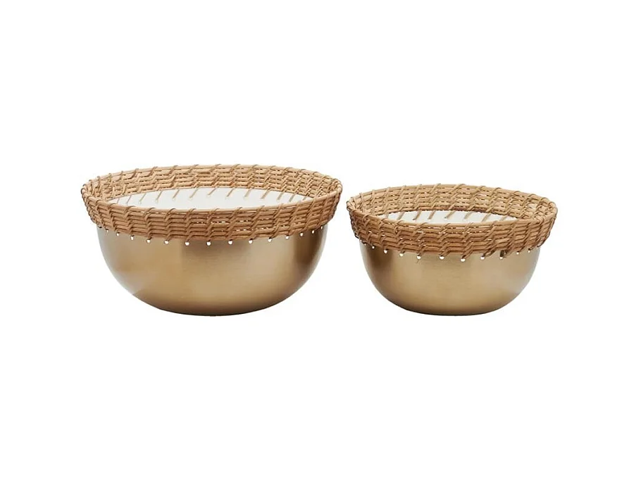 Corbeille en métal doré (lot de 2) Corbeilles