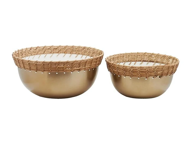 Corbeille en métal doré (lot de 2) Corbeilles