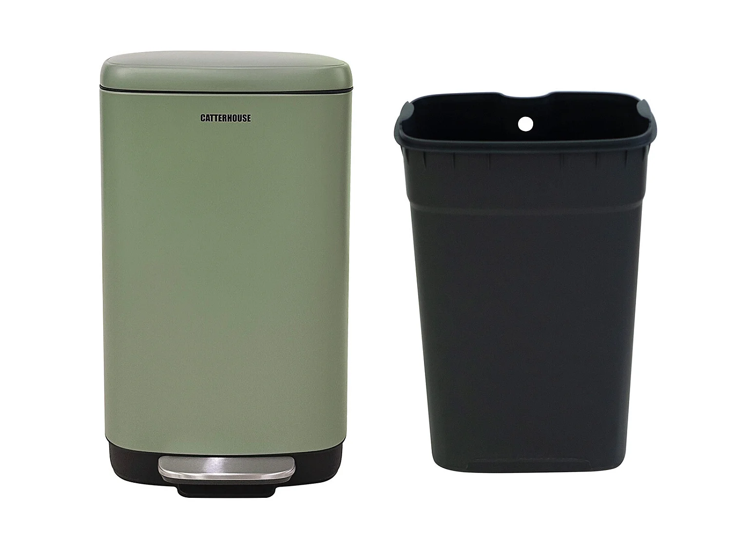 Poubelle de Recyclage Catter House Planeta 30L 33,5x30x60,5 cm en Métal avec Pédale, Bac Extractible et Amortisseur
