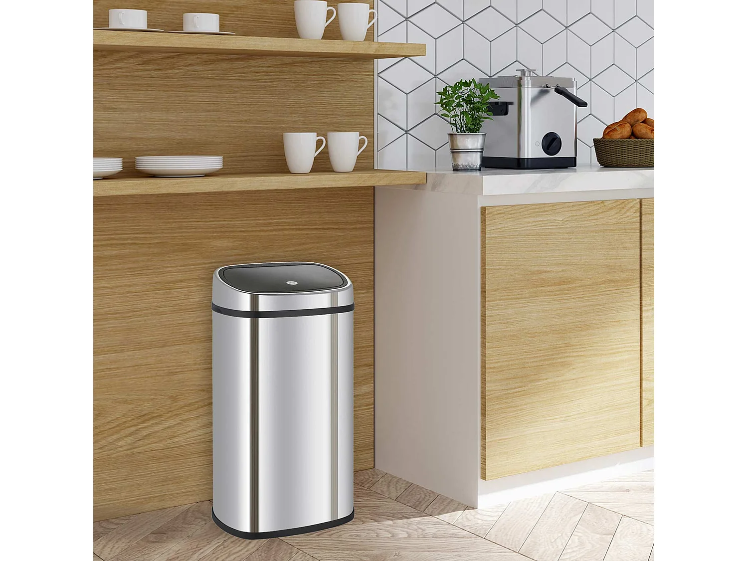 Poubelle de Recyclage Catter House Futuro 48L 39,5x28x57 cm en Acier Inoxydable avec Système iTouch et Ouverture Automatique