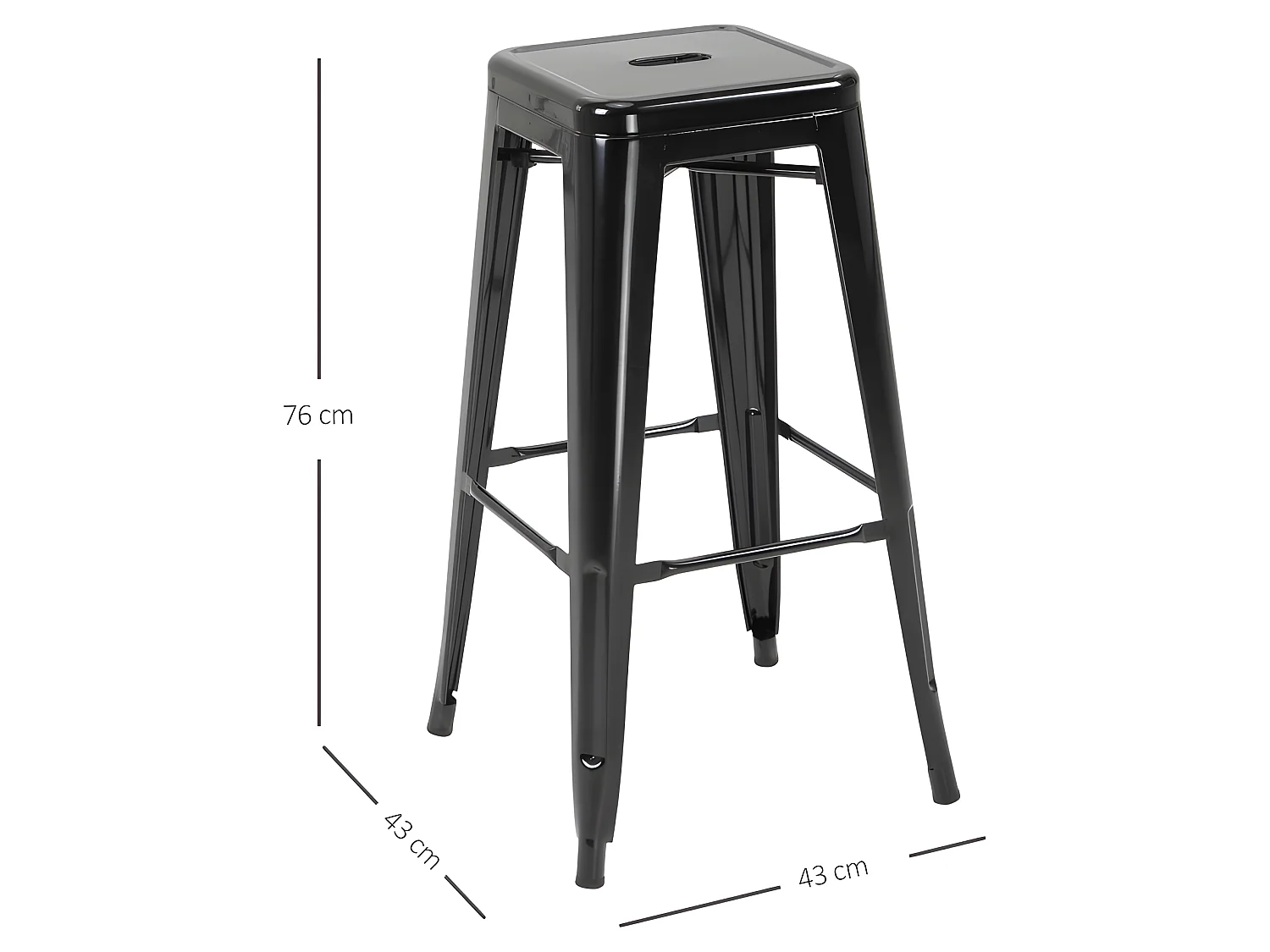 Lot de 4 tabourets de bar ANTRIM noirs