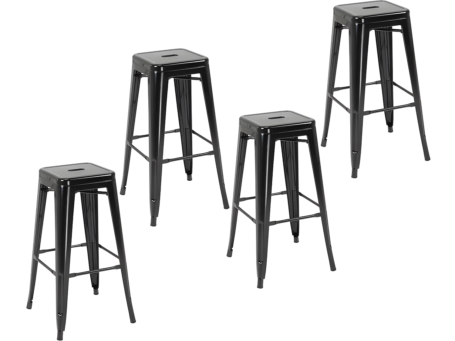 Lot de 4 tabourets de bar ANTRIM noirs