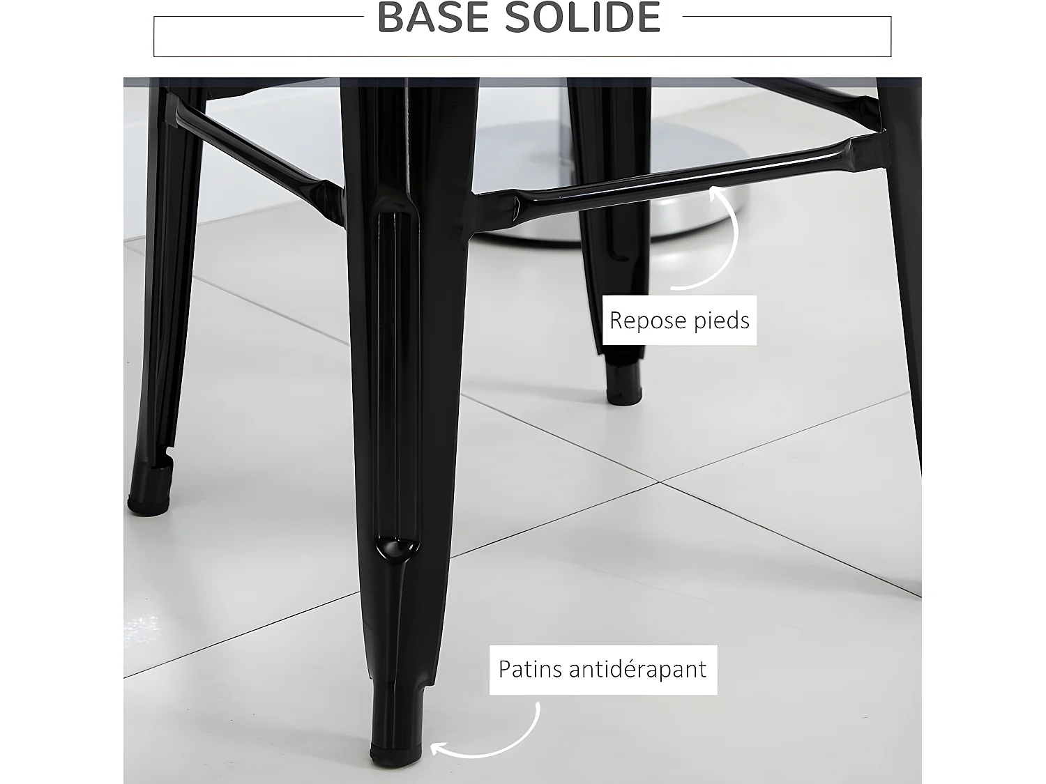 Lot de 4 tabourets de bar ANTRIM noirs