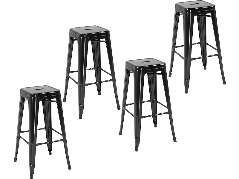 Lot de 4 tabourets de bar ANTRIM noirs