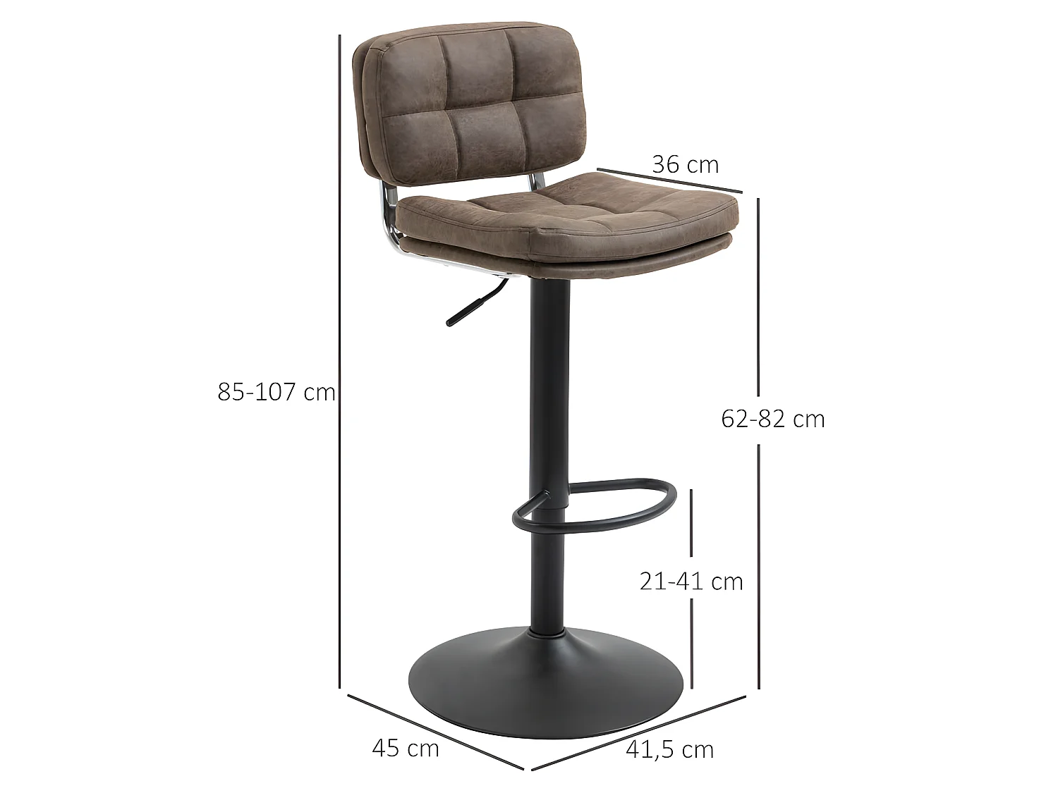 Lot de 2 tabourets de bar vintage KOALA marron