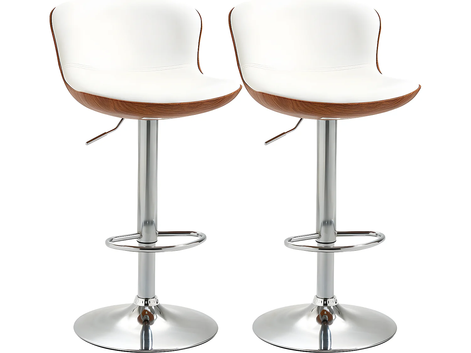 Lot de 2 chaises de bar DERRY aspect bois et crème