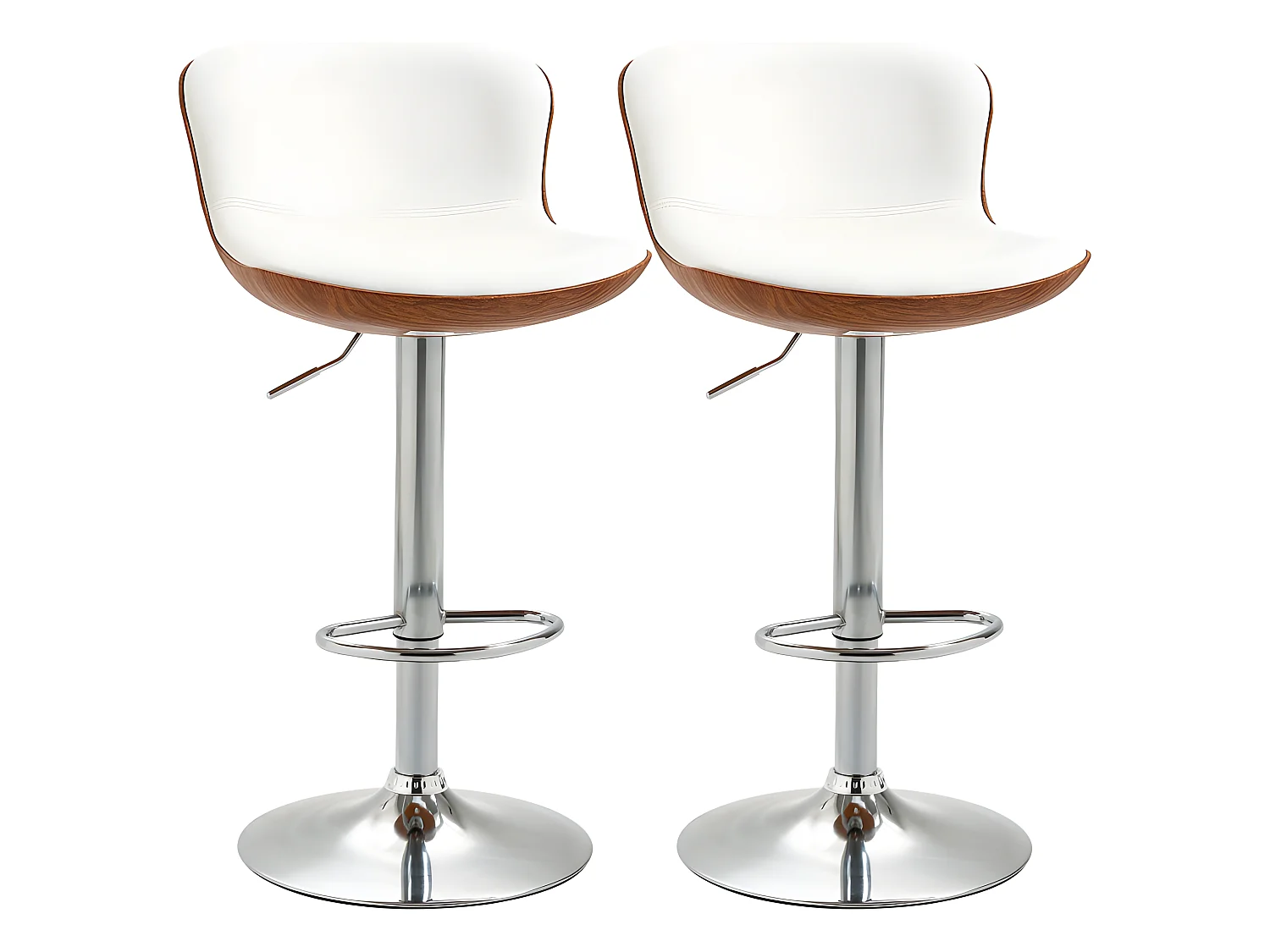 Lot de 2 chaises de bar DERRY aspect bois et crème