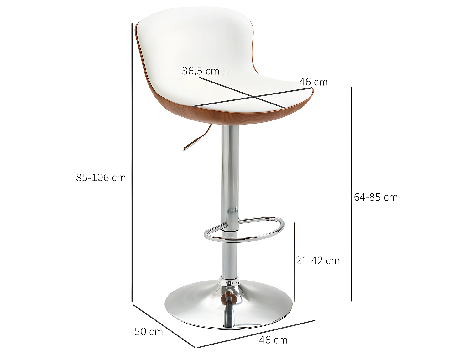 Lot de 2 chaises de bar DERRY aspect bois et crème